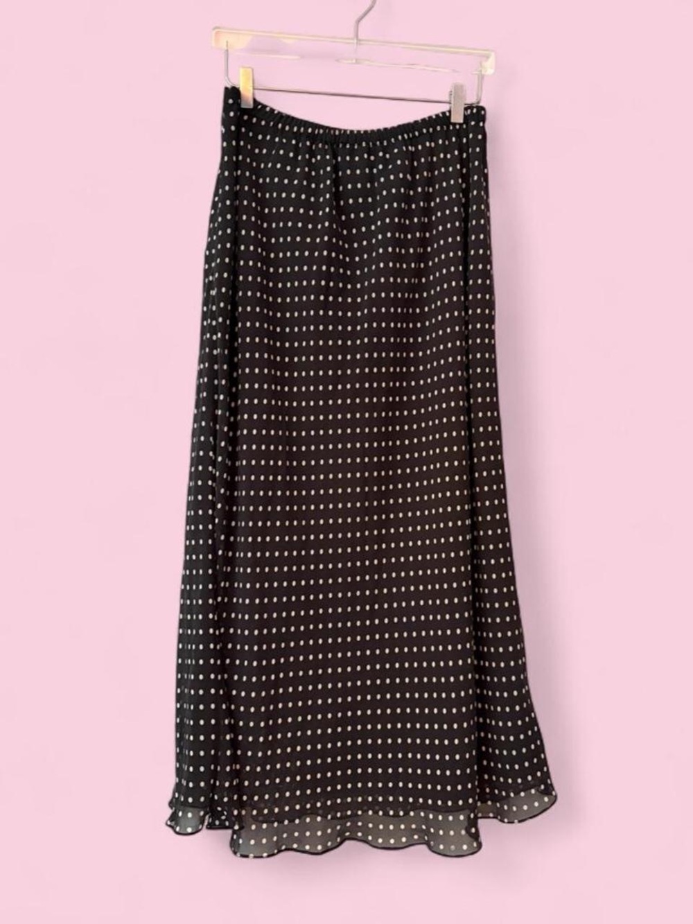 90s Silk Polka Dot Maxi Skirt
